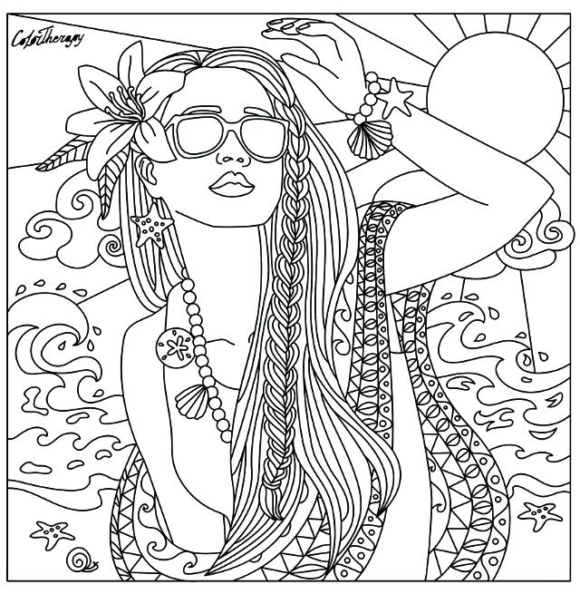 640x655 Beach Babe Coloring Page Beautiful Women Coloring Pages