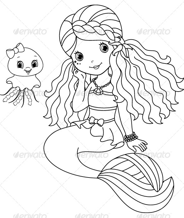 Cute Mermaid Coloring Pages 590x700 Cute Mermaid Coloring Pages
