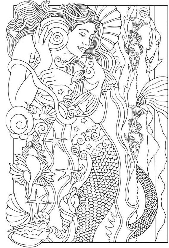 Printable Mermaid Pictures Best Of Beautiful Mermaid Coloring Page 570x836 Printable Mermaid Pictures Best Of Beautiful Mermaid Coloring Page