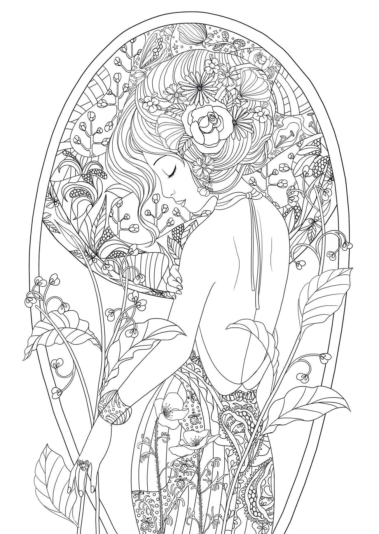 1299x1831 Beauty Beautiful Women Coloring Pages For Adults