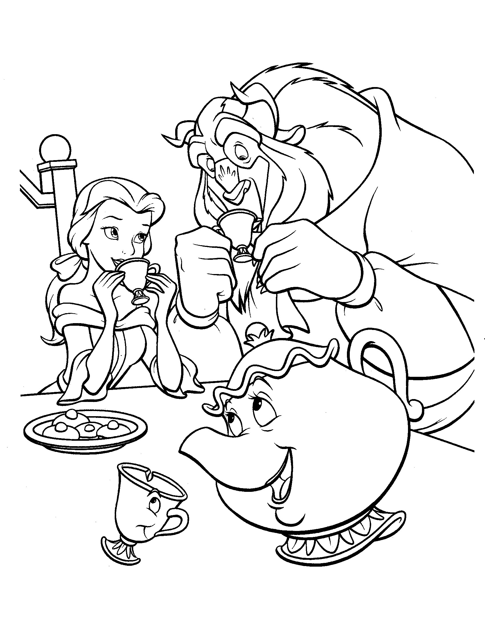 Beauty And The Beast Characters Coloring Pages 1700x2200 Beauty And The Beast Characters Coloring Pages