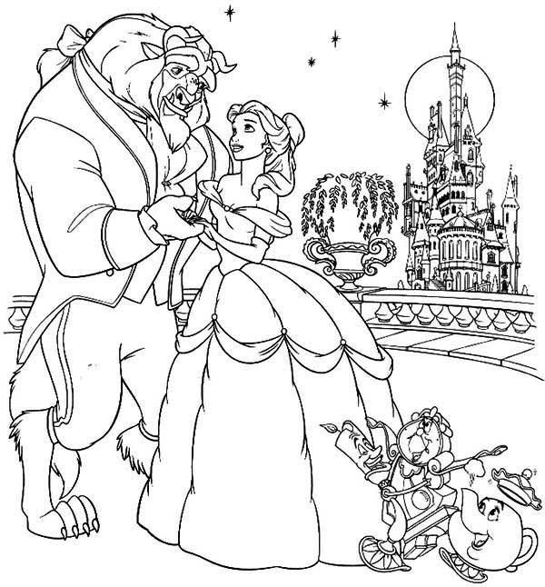 600x646 Coloring Pages Luxury Beauty And The Beast For Page Plans 4