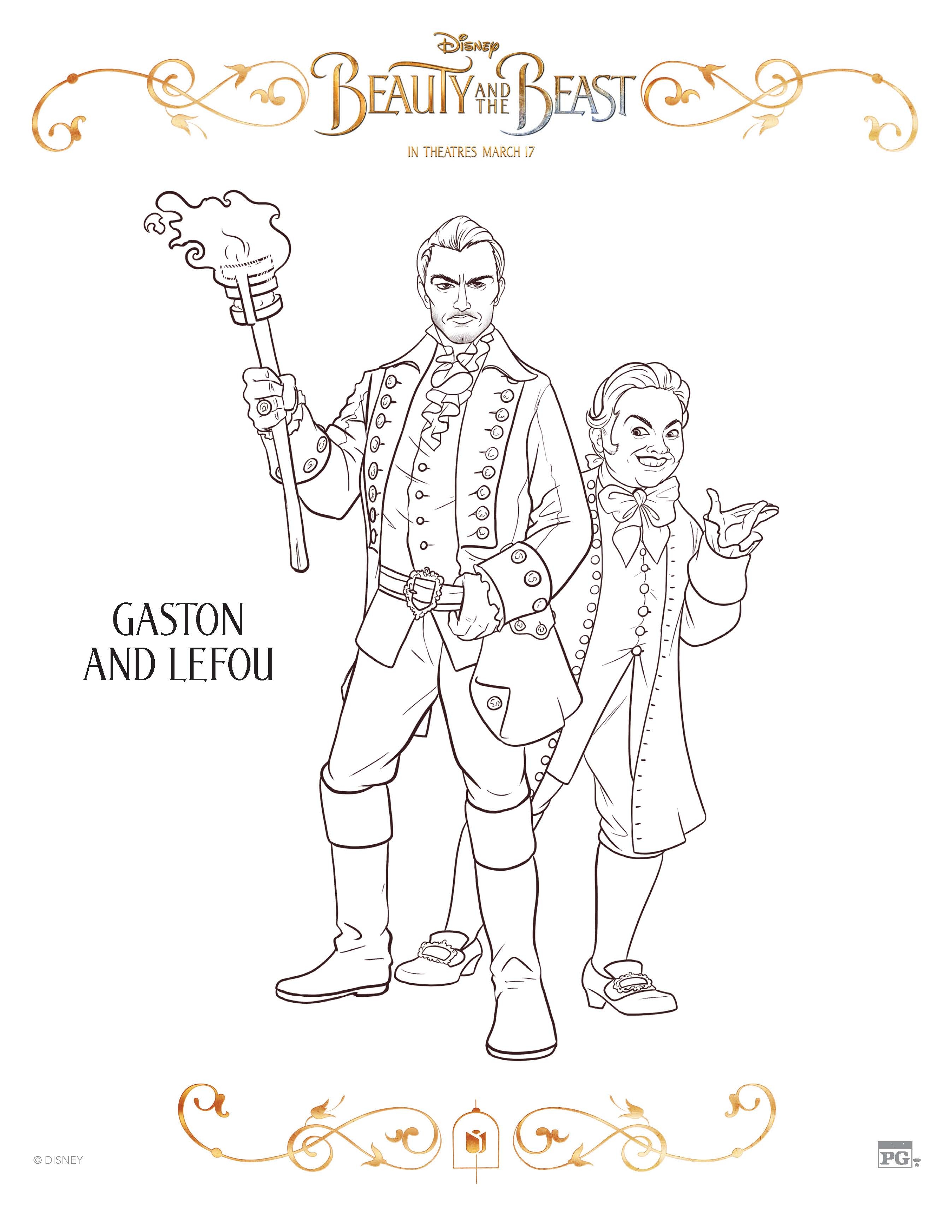 Printable Disney Beauty And The Beast Gaston And Lefou Coloring 2695x3487 Printable Disney Beauty And The Beast Gaston And Lefou Coloring