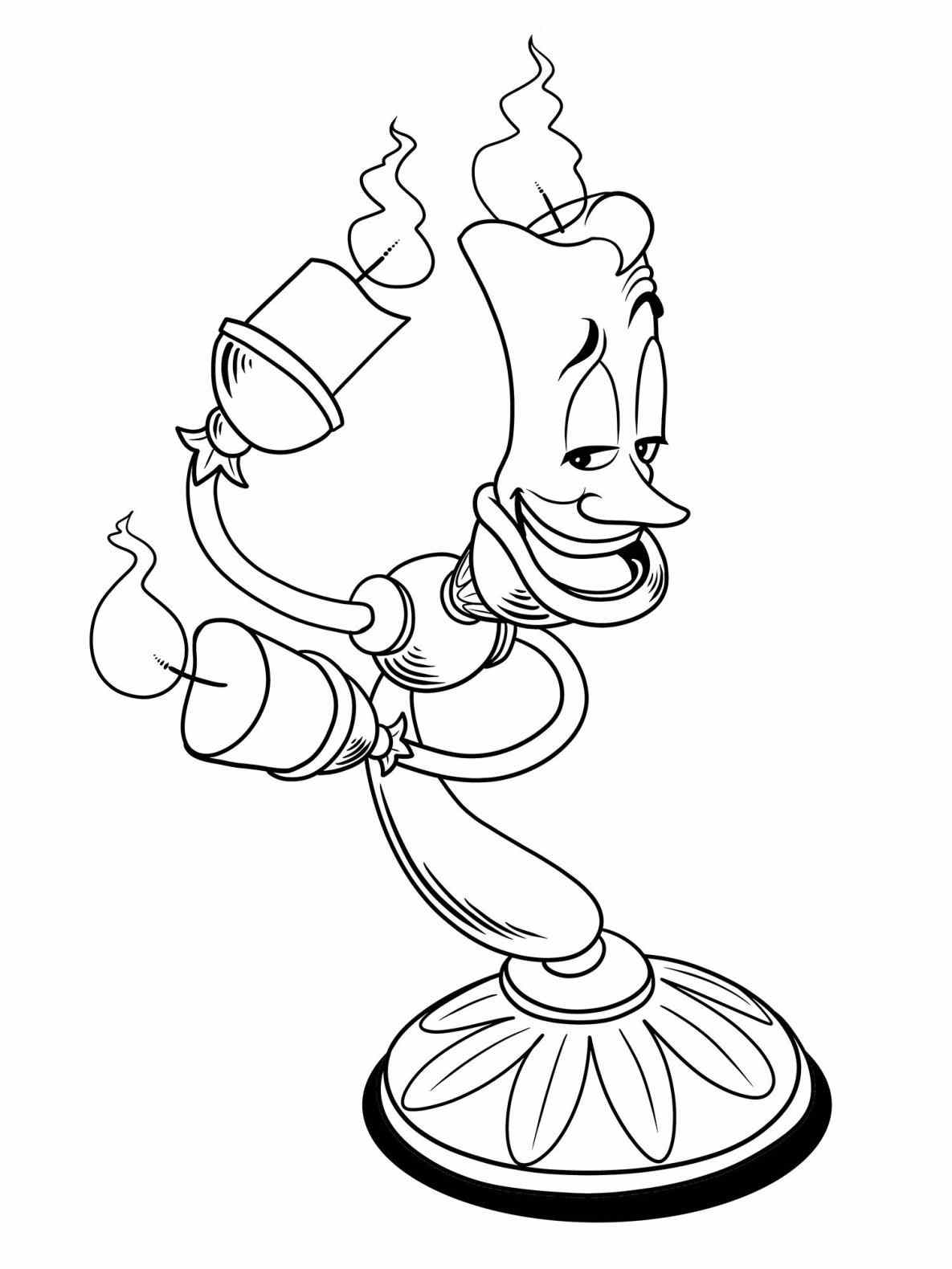 1185x1580 And The Beast Lumiere Drawing Printable Coloring Page Sheet Disney