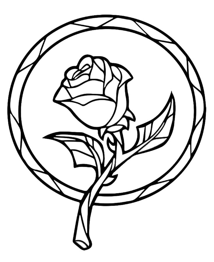 Beauty And The Beast Enchanted Rose Coloring Book Page Printable 735x900 Beauty And The Beast Enchanted Rose Coloring Book Page Printable