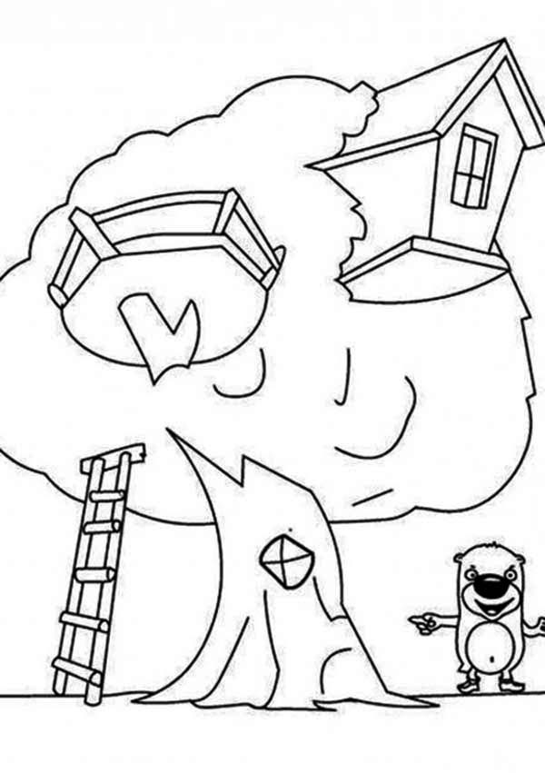 600x851 Treehouse And A Beaver Coloring Page Color Luna