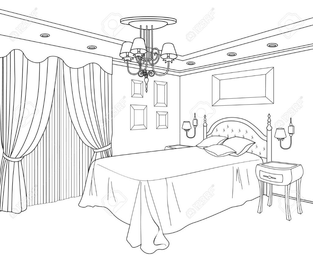 1024x856 Bedroom Coloring Page Ausmalbilder Zimmer Bedrooms
