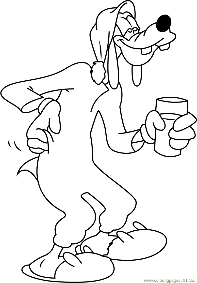 800x1151 Goofy It's Bedtime Coloring Page