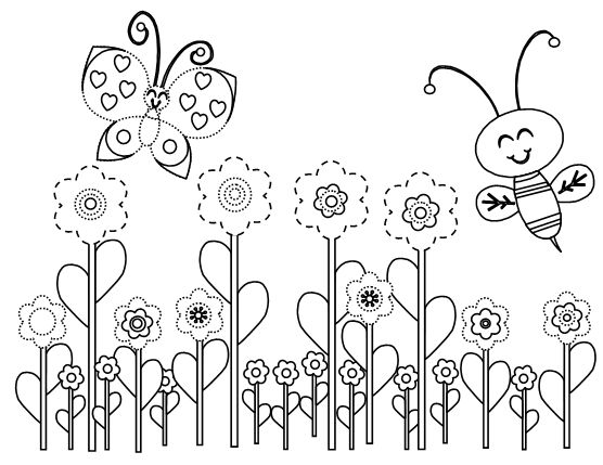 Bee And Flower Coloring Pages