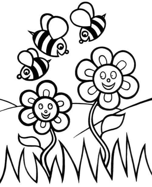 Bee And Flower Coloring Pages at GetColorings.com | Free printable ...