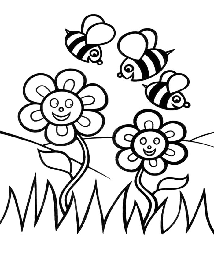 700x835 Bee And Flower Coloring Pages