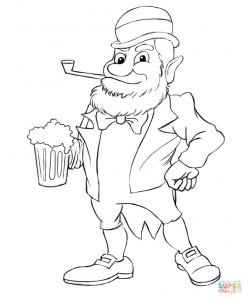 Leprechaun With Beer And Smoke For Coloring Page 248x300 Leprechaun With Beer And Smoke For Coloring Page