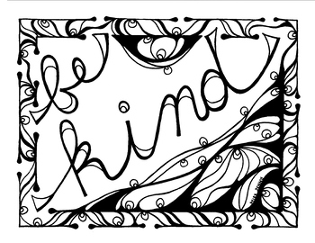 350x270 Be Kind Coloring Page Summer By Miss Jenny Designs Tpt