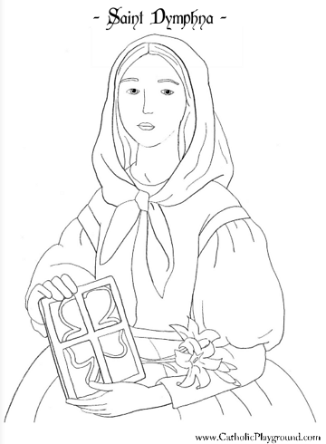 360x490 Saint Dymphna Coloring Page May 15th Catholic Playground