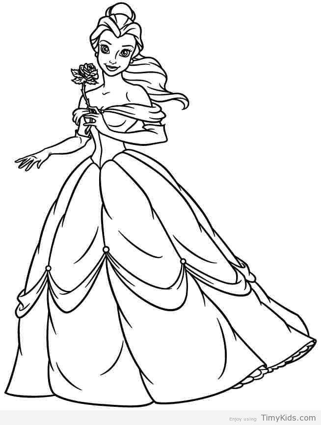 654x865 Belle Princess Coloring Pages Timykids