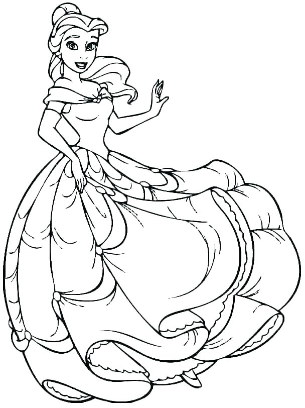 608x812 Princess Belle Colouring Pages