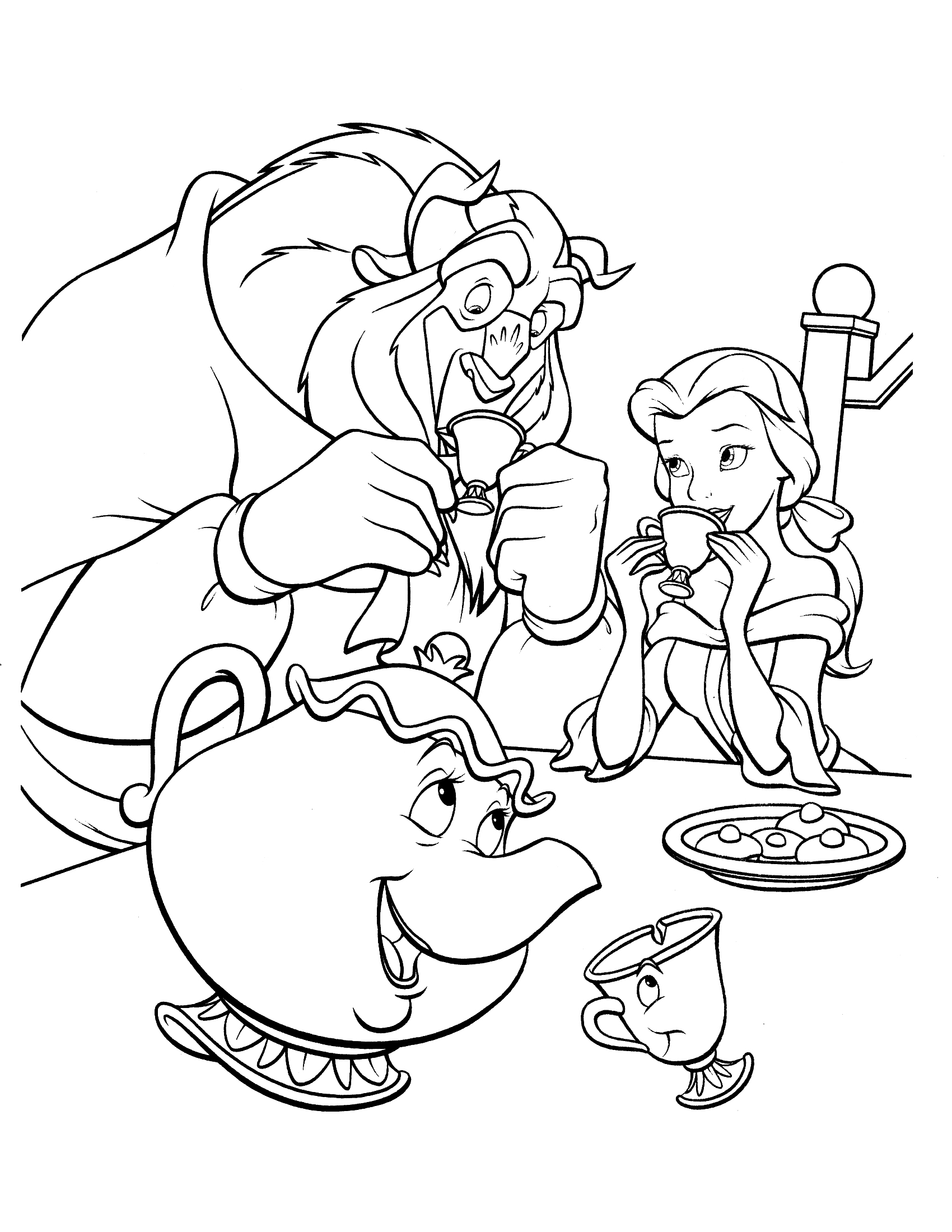 Beauty And The Beast Chip Coloring Page 1700x2200 Beauty And The Beast Chip Coloring Page