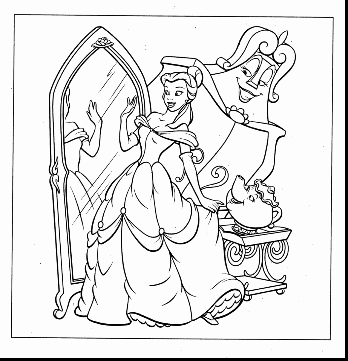 1320x1367 Printable Coloring Pages Disney Princess Awesome Bold Design Belle