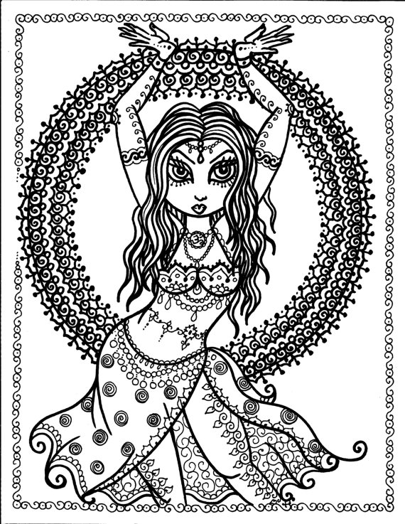 5 Pages Instant Download Belly Dancer Coloring Pages Digital 570x737 5 Pages Instant Download Belly Dancer Coloring Pages Digital