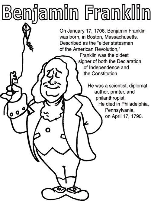 Ben Franklin Coloring Page