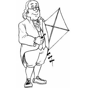 Benjamin Franklin With Kite Coloring Page 300x300 Benjamin Franklin With Kite Coloring Page