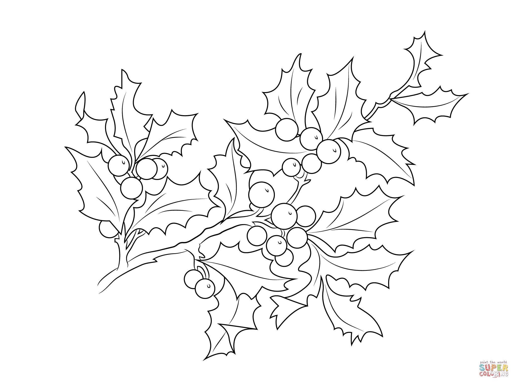 2046x1526 Coloring Pages Christmas Holly Copy Christmas Holly Berries