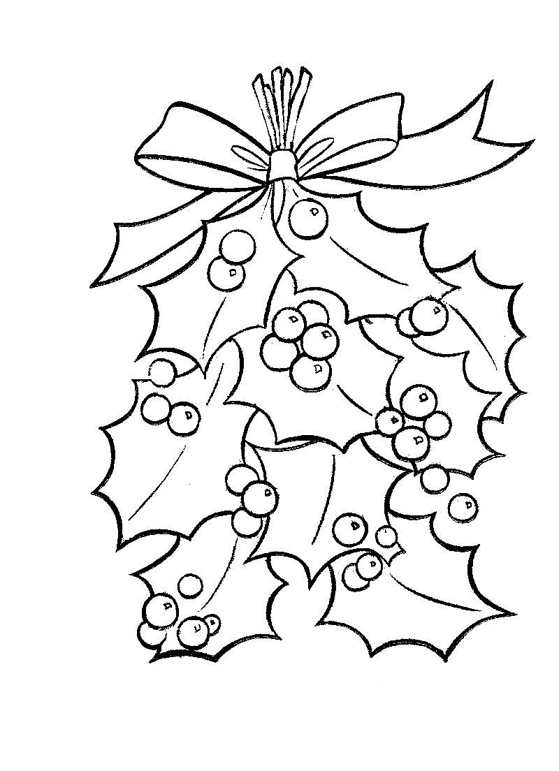 800x1104 Holly Leaves With Bright Red Berries Coloring Page.jpg