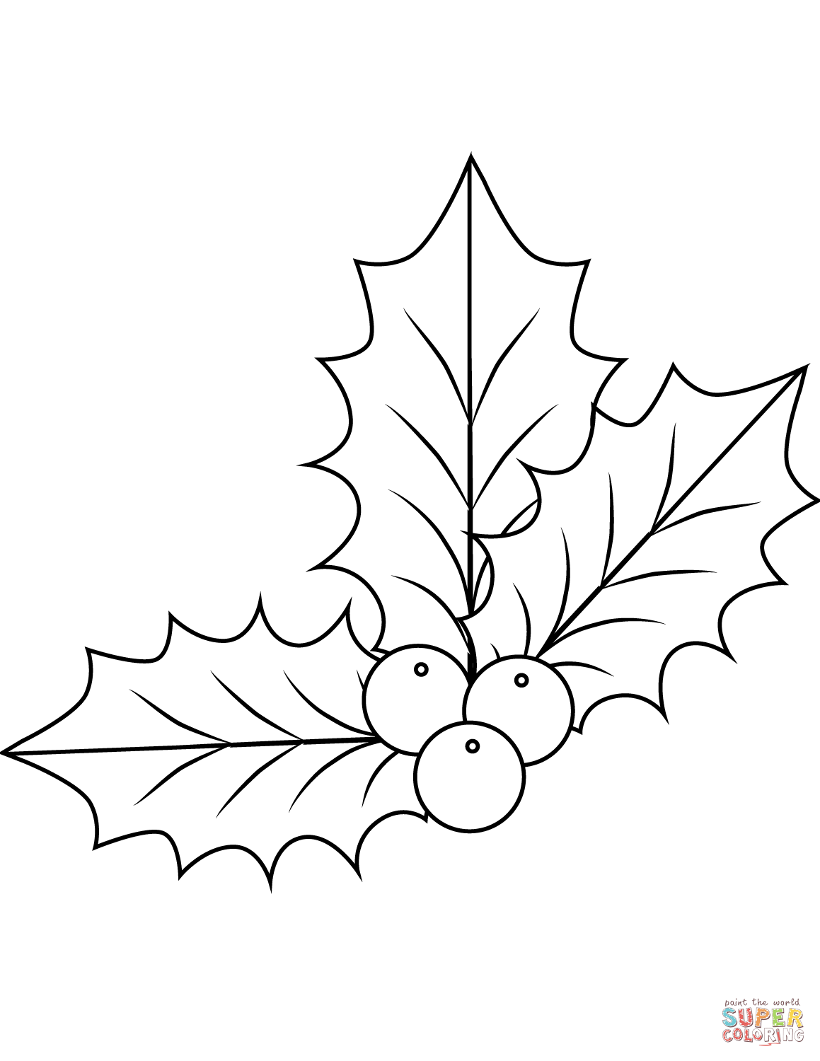 1159x1500 Christmas Holly Berries Coloring Page Free Printable Coloring
