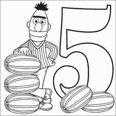 Bert Number 5 Coloring Pages Printfree 400x400 Bert Number 5 Coloring Pages Printfree