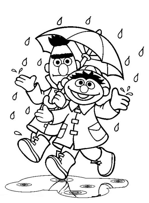 Bert And Ernie Under Umbrella In The Rain In Sesame Street 600x820 Bert And Ernie Under Umbrella In The Rain In Sesame Street