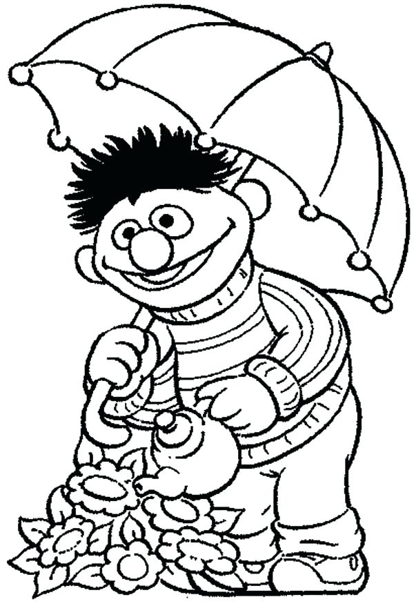 Ernie Coloring Pages Watering Can With Flowers Flower Coloring 600x878 Ernie Coloring Pages Watering Can With Flowers Flower Coloring