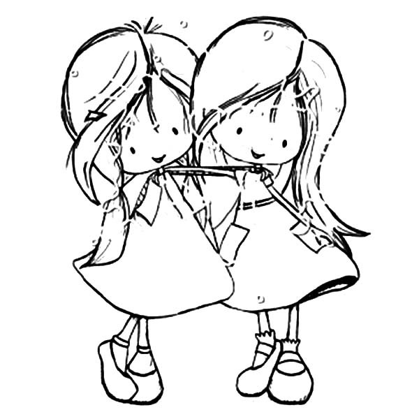 Best Friends Two Little Girl Coloring Pages Best Place To Color 600x600 Best Friends Two Little Girl Coloring Pages Best Place To Color