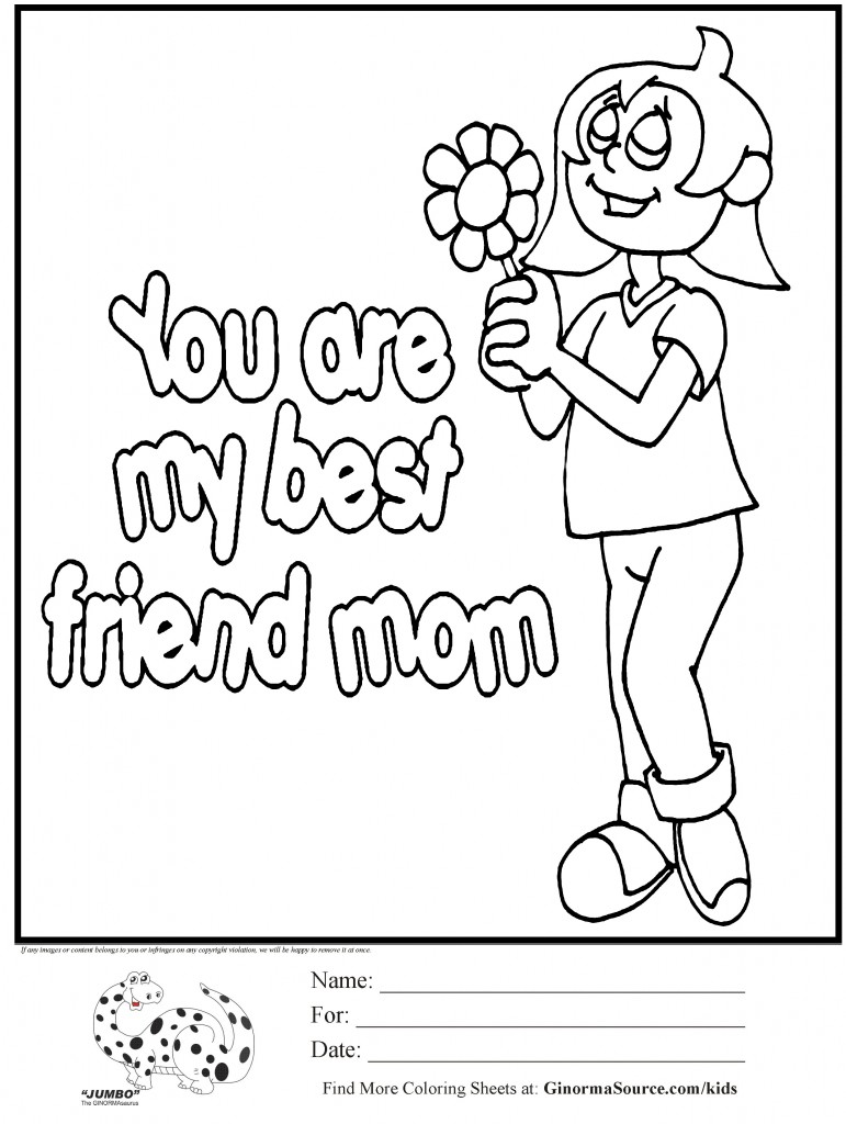 Mothers Day Best Friend Mom Coloring Page 771x1024 Mothers Day Best Friend Mom Coloring Page