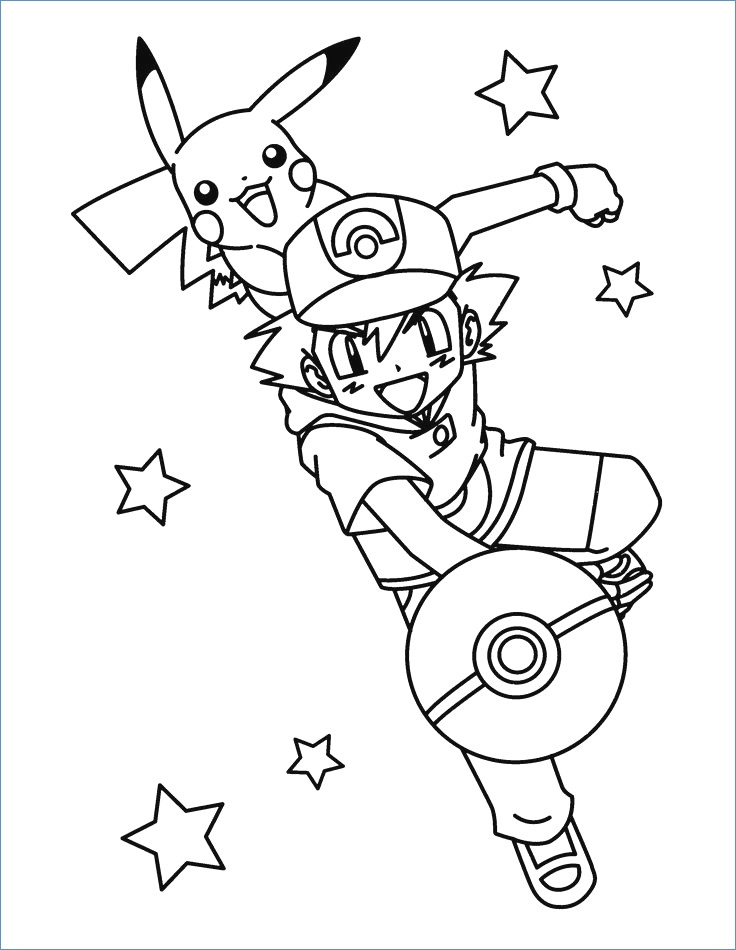 736x950 Pikachu Brock And Ash Pokemon Coloring Page