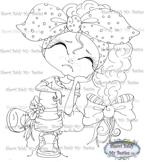 570x636 Instant Download Digital Digi Stamps Big Eye Big Head Dolls Bestie