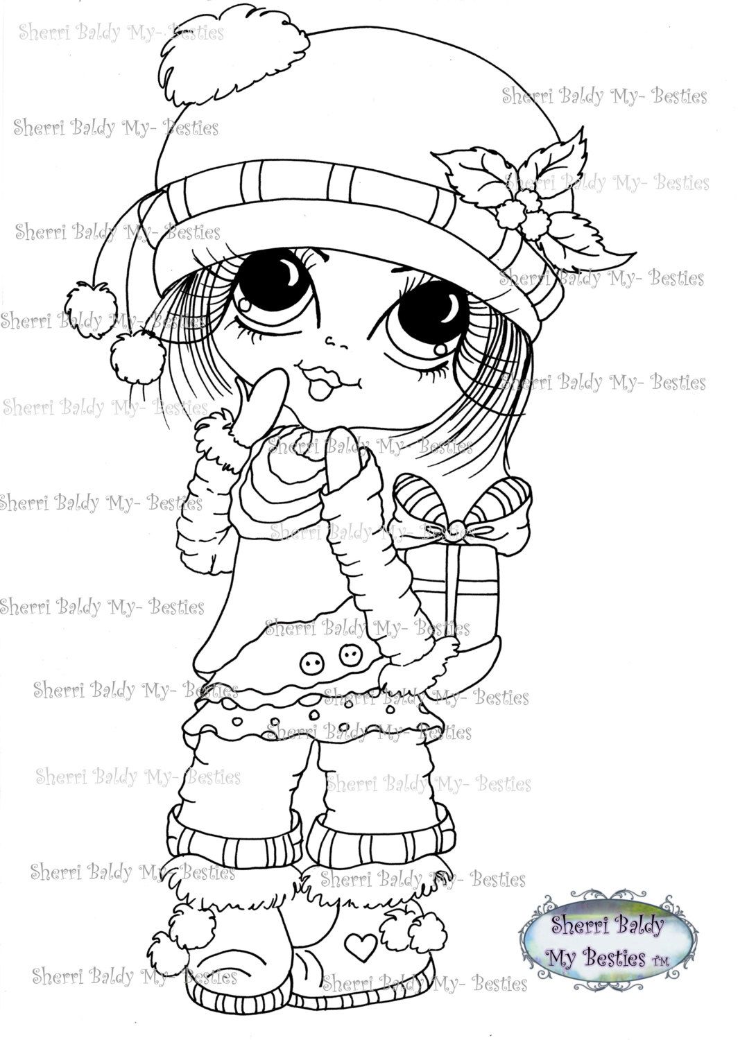 1090x1500 Instant Download Digital Digi Stamps Big Eye Big Head Dolls Digi