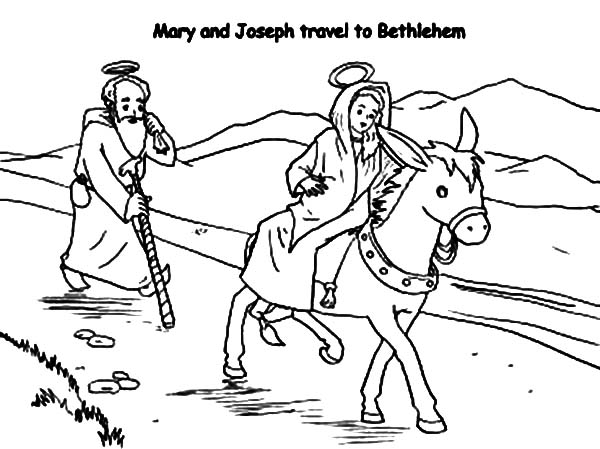Joseph And Mary And The Donkey Travel To Bethlehem Coloring Pages 600x449 Joseph And Mary And The Donkey Travel To Bethlehem Coloring Pages