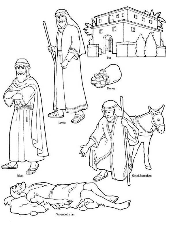 Good Samaritan Character In The Bible Coloring Page 600x780 Good Samaritan Character In The Bible Coloring Page