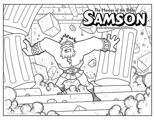 Bible Coloring Pages By Artist Xero, Via Behance Samson 600x464 Bible Coloring Pages By Artist Xero, Via Behance Samson