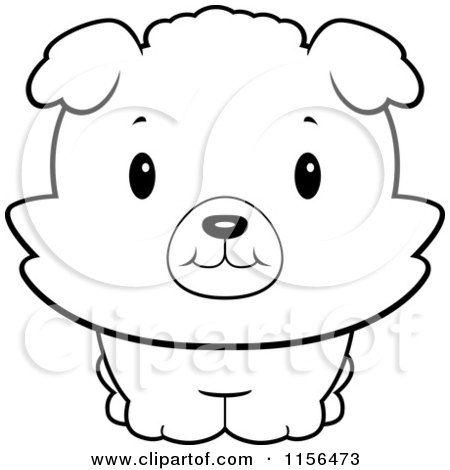 450x470 Cartoon Clipart Of A Black And White Baby Bichon Puppy Smiling