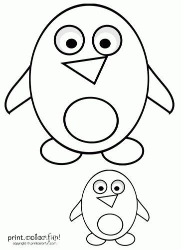 Big Amp Little Cute Cartoon Penguins Coloring Page 363x500 Big Amp Little Cute Cartoon Penguins Coloring Page