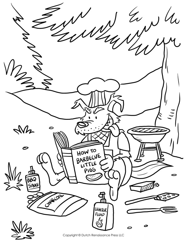 Big Bad Wolf Coloring Page The Three Little Pigs 600x776 Big Bad Wolf Coloring Page The Three Little Pigs