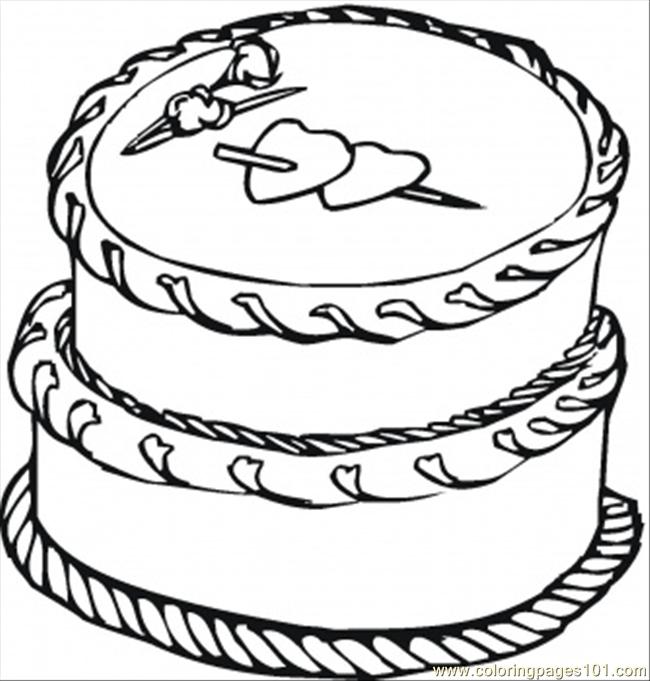 Cake With Big Hearts Coloring Page 650x681 Cake With Big Hearts Coloring Page