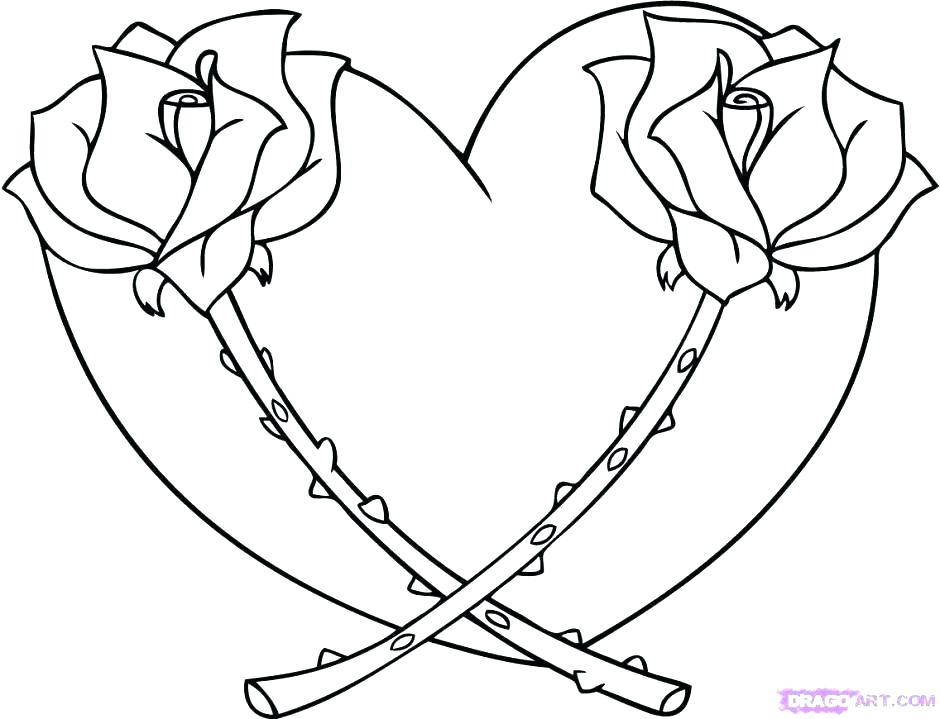 Coloring Pages Roses Hearts Coloring Pages Of Roses 940x719 Coloring Pages Roses Hearts Coloring Pages Of Roses