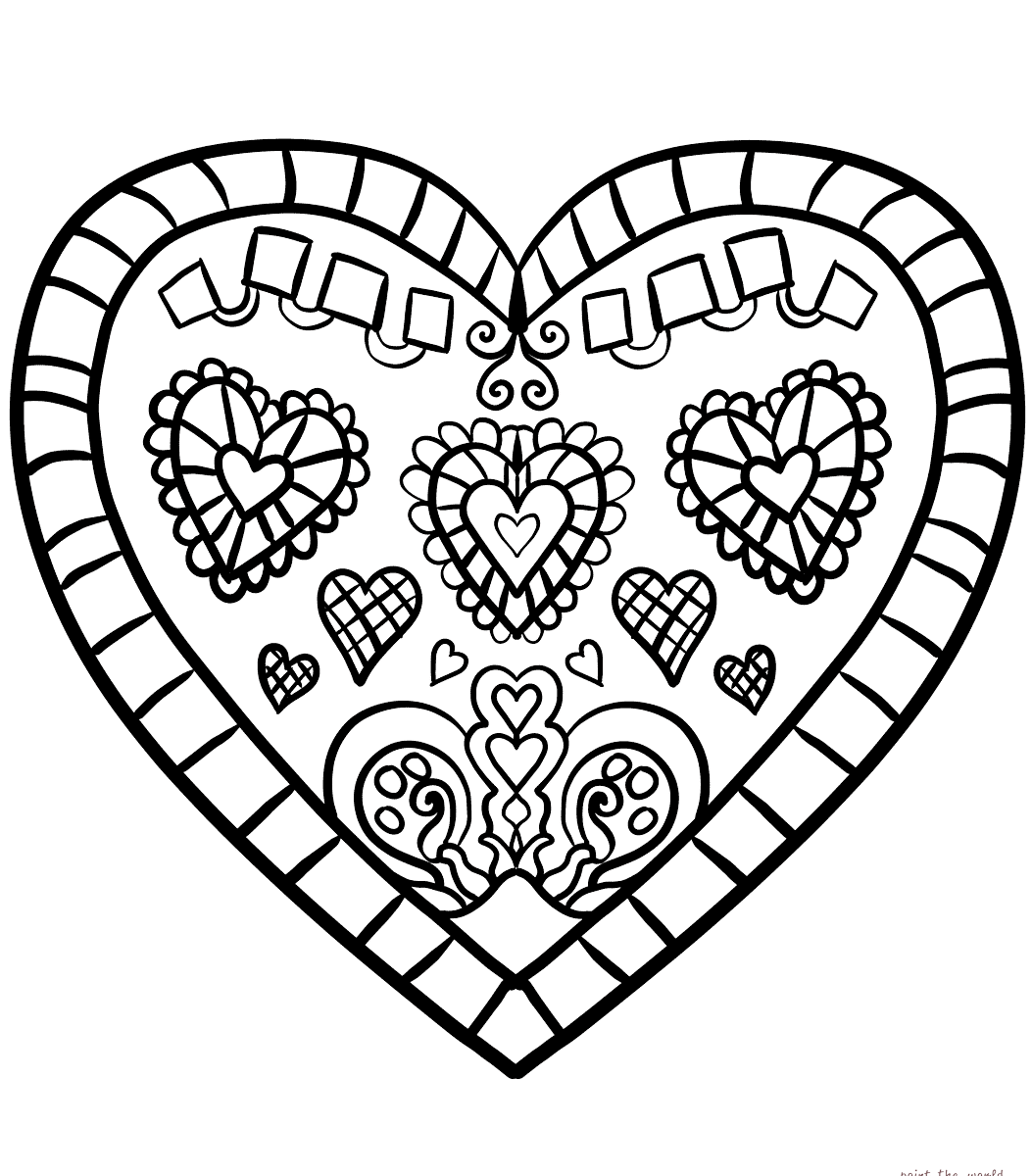 Valentine Heart Coloring Pages With Letter Printable For Girls 1053x1200 Valentine Heart Coloring Pages With Letter Printable For Girls