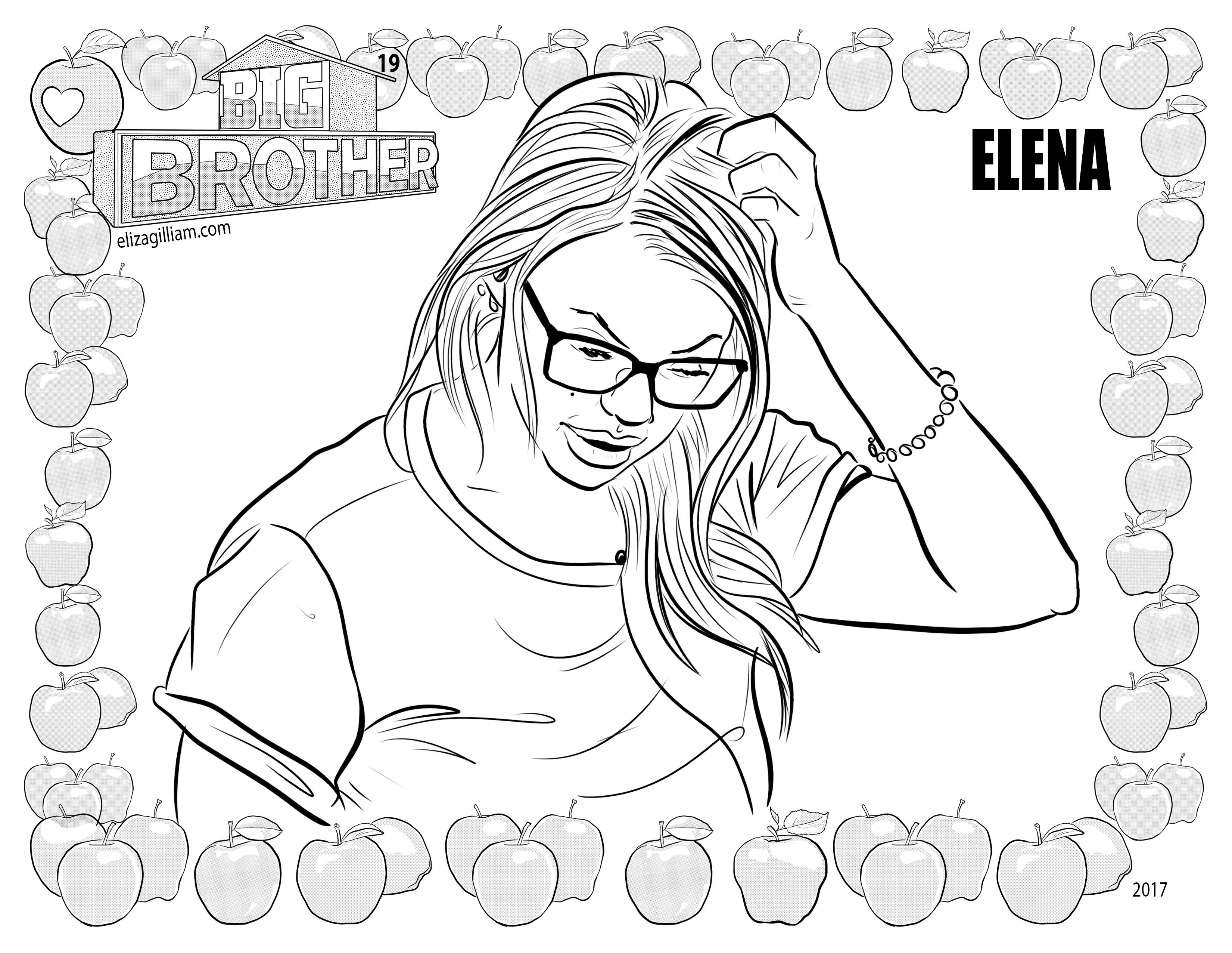 Cbs Big Brother 19 House Guest Elena Davies Coloring Page For Fans 3300x2550 Cbs Big Brother 19 House Guest Elena Davies Coloring Page For Fans