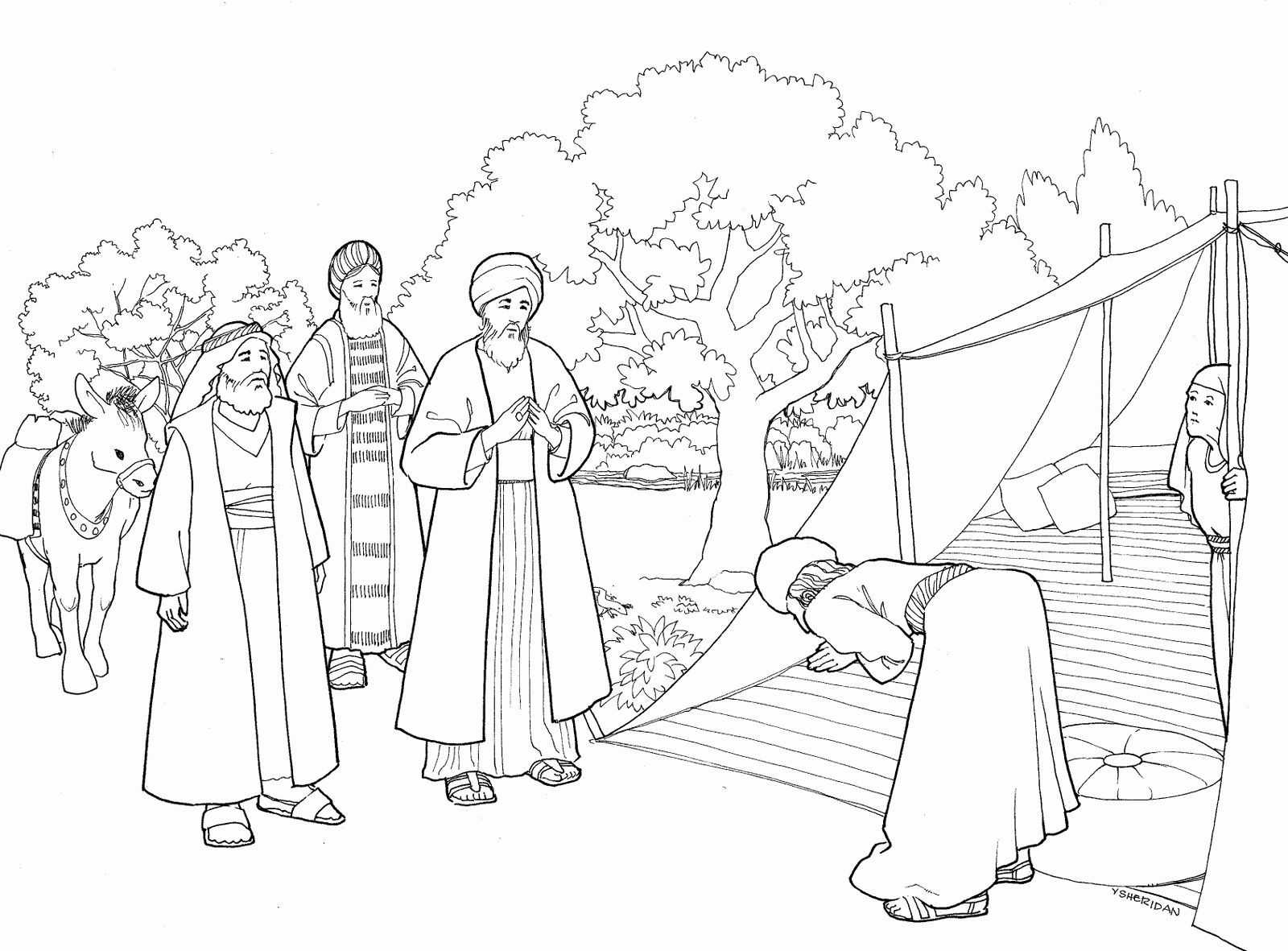 Abraham And Three Visitors Coloring Page Coloring Page Big House 1600x1181 Abraham And Three Visitors Coloring Page Coloring Page Big House