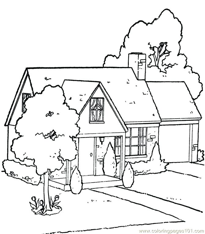 House With Big Barn Houses Coloring Page House With Big Barn 670x765 House With Big Barn Houses Coloring Page House With Big Barn