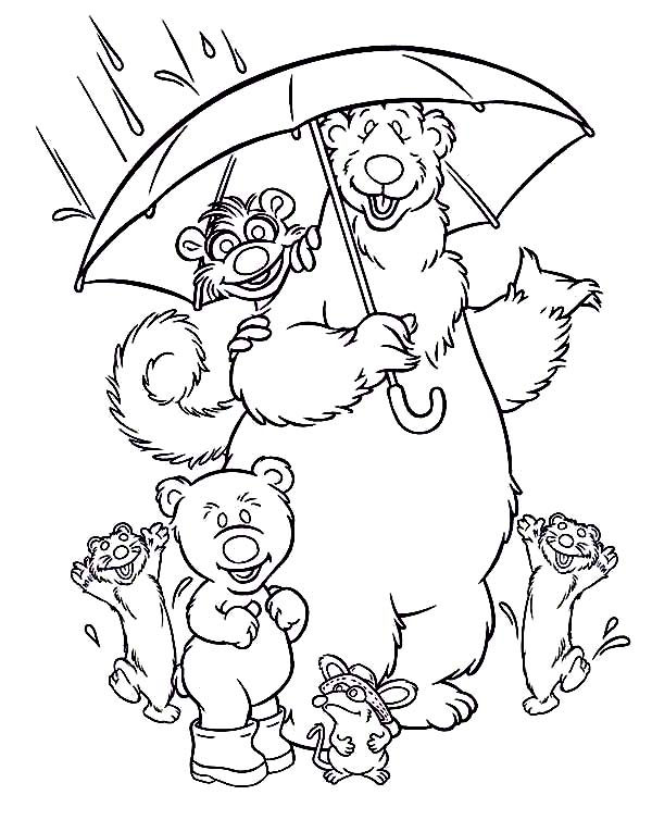 Bear Inthe Big Blue House And Friends Under The Rain Coloring 600x754 Bear Inthe Big Blue House And Friends Under The Rain Coloring