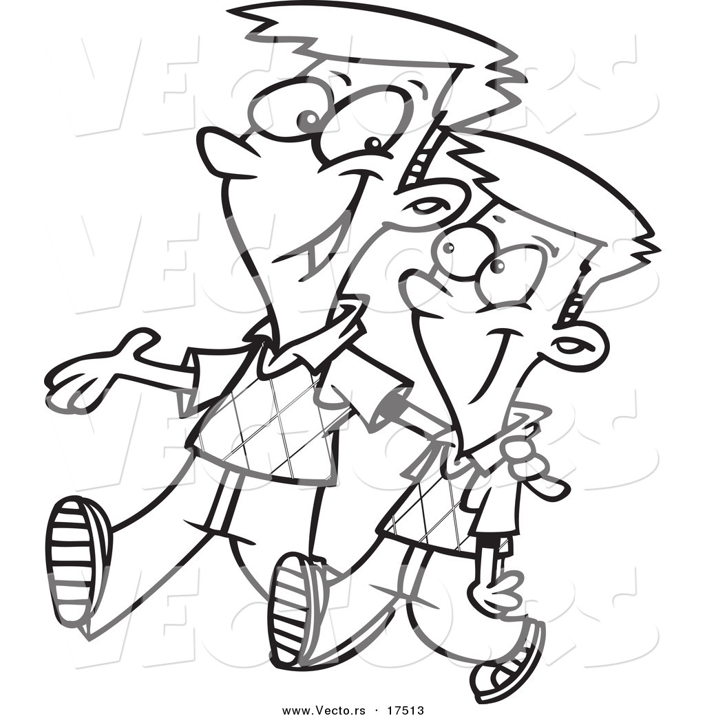 1024x1044 Vector Of A Cartoon Big Brother Walking With His Little Brother